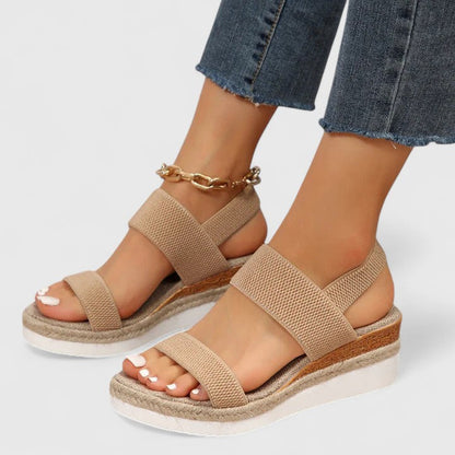Momount Donna Espadrillas con Zeppa – Cinturino Elastico Plateau in Iuta Punta Aperta