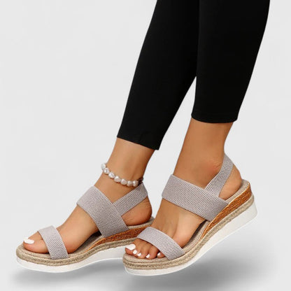 Momount Donna Espadrillas con Zeppa – Cinturino Elastico Plateau in Iuta Punta Aperta