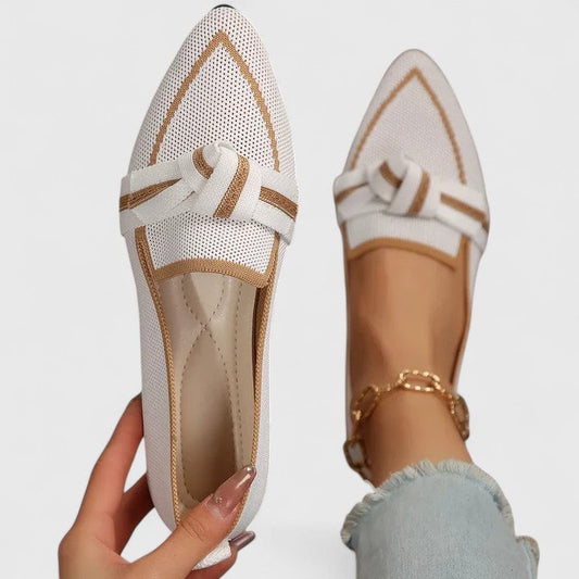 Mocassini donna mules a punta affusolata in maglia con nodo – per ufficio e serate informali