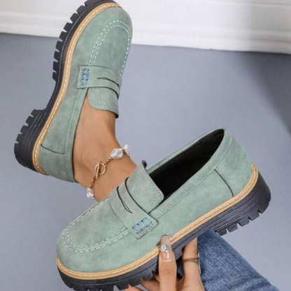Momount Donna Mocassini con Plateau – Suola Carrarmato Penny Strap Slip-On Punta Tonda