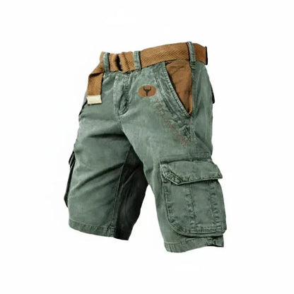 Momount Uomo Pantaloncini Cargo – Cotone Lavato con Cintura Lunghezza al Ginocchio Outdoor