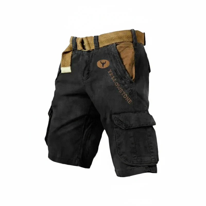 Momount Uomo Pantaloncini Cargo – Cotone Lavato con Cintura Lunghezza al Ginocchio Outdoor