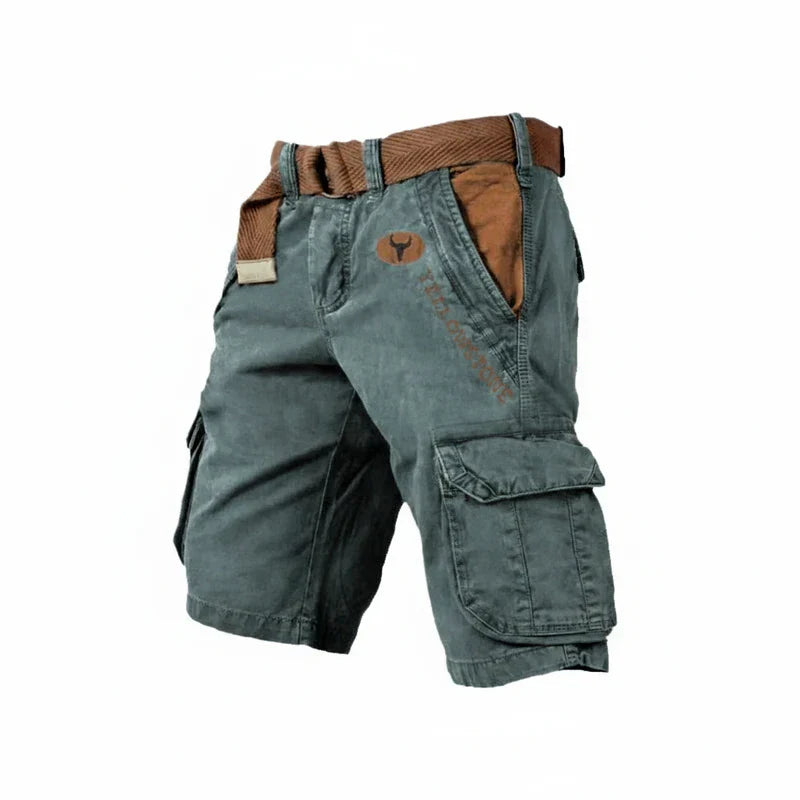 Momount Uomo Pantaloncini Cargo – Cotone Lavato con Cintura Lunghezza al Ginocchio Outdoor