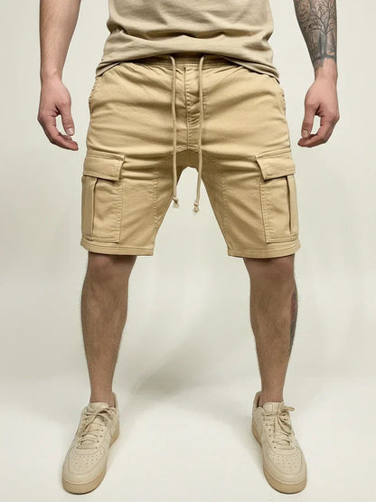 Momount Uomo Pantaloncini Cargo – Coulisse Slim Fit Tasca con Patta Cotone Casual