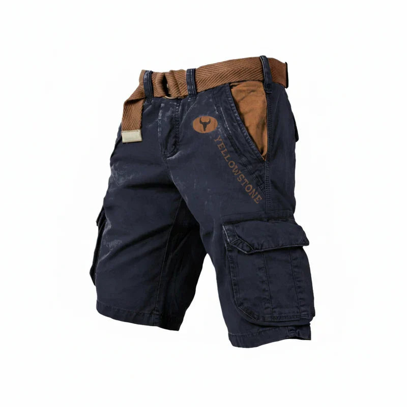 Momount Uomo Pantaloncini Cargo – Cotone Lavato con Cintura Lunghezza al Ginocchio Outdoor