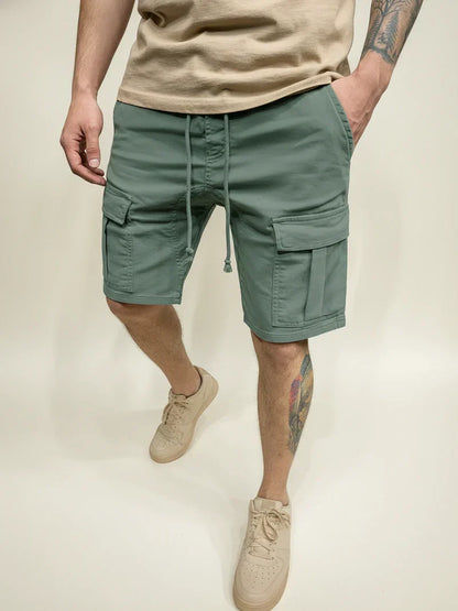 Momount Uomo Pantaloncini Cargo – Coulisse Slim Fit Tasca con Patta Cotone Casual