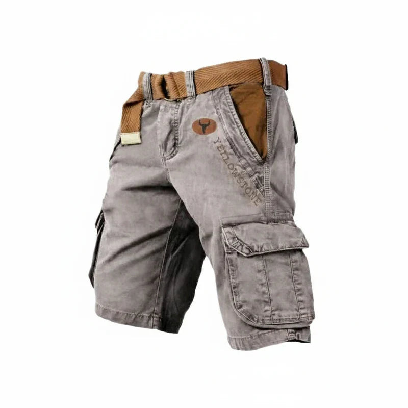 Momount Uomo Pantaloncini Cargo – Cotone Lavato con Cintura Lunghezza al Ginocchio Outdoor