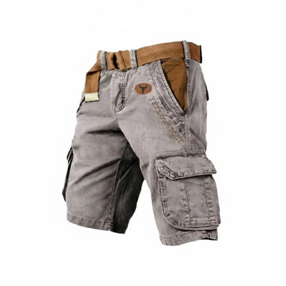 Momount Uomo Pantaloncini Cargo – Cotone Lavato con Cintura Lunghezza al Ginocchio Outdoor