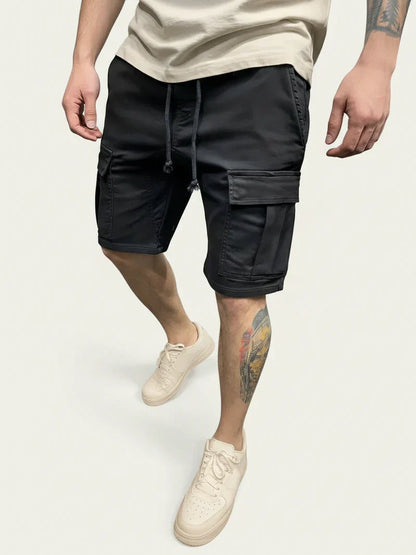 Momount Uomo Pantaloncini Cargo – Coulisse Slim Fit Tasca con Patta Cotone Casual