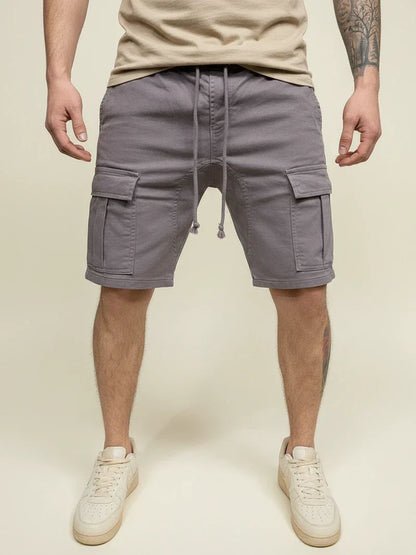 Momount Uomo Pantaloncini Cargo – Coulisse Slim Fit Tasca con Patta Cotone Casual