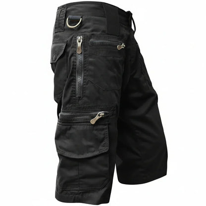 Momount Uomo Pantaloncini Cargo – Multi-Tasca Zip Anelli a D Lunghezza al Ginocchio Tattici