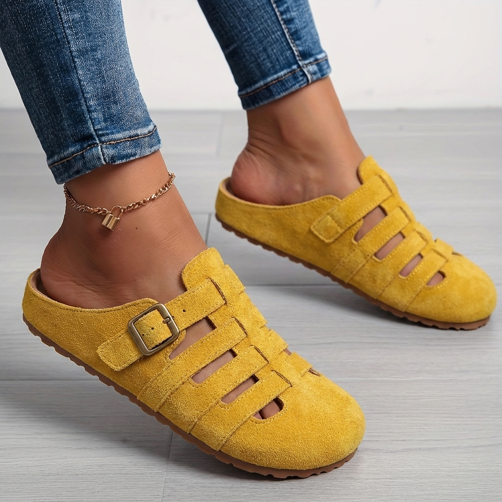 Momount Donna Zoccoli Sabot Punta Chiusa – Camoscio Gabbia Fibbia Slip-On Sottopiede Sughero