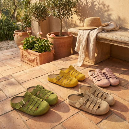 Momount Donna Zoccoli Sabot Punta Chiusa – Camoscio Gabbia Fibbia Slip-On Sottopiede Sughero