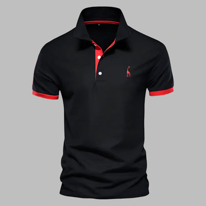 Momount Men Polo Shirt – Contrast Placket Embroidered Logo Classic Fit