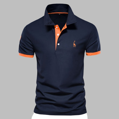 Momount Men Polo Shirt – Contrast Placket Embroidered Logo Classic Fit