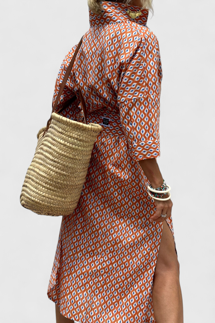 Momount Donna Abito Camicia Midi – A Righe Manica Lunga Casual Estivo da Spiaggia