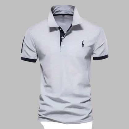 Momount Men Polo Shirt – Contrast Placket Embroidered Logo Classic Fit