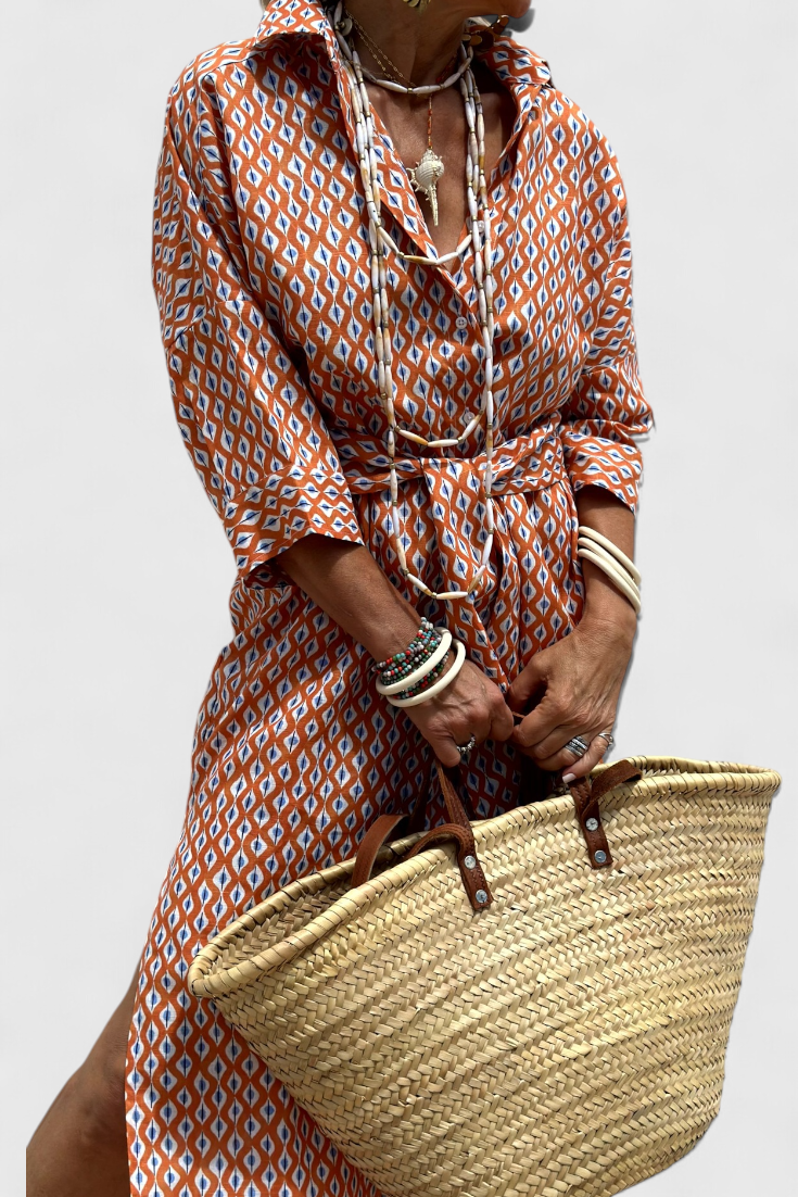 Momount Donna Abito Camicia Midi – A Righe Manica Lunga Casual Estivo da Spiaggia