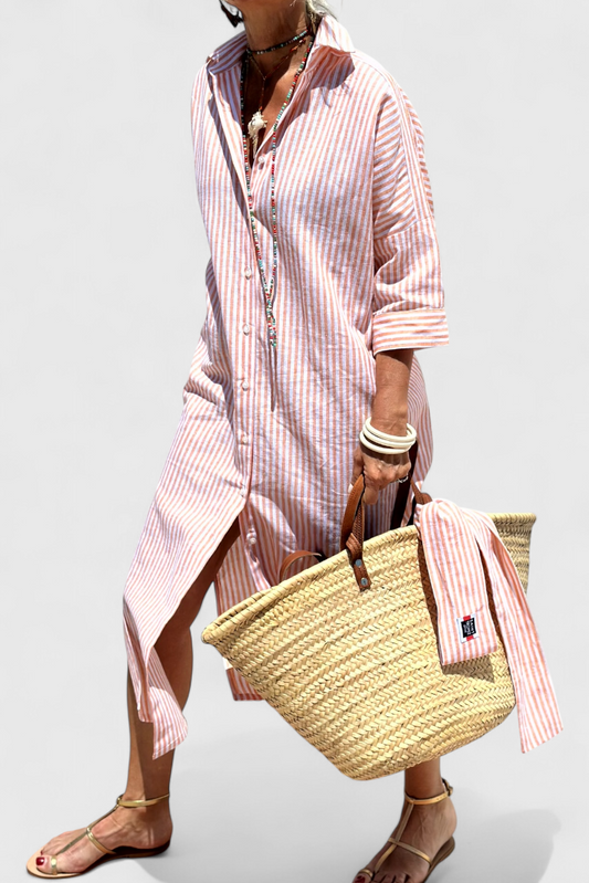 Harbor Stripe Shirt Dress | Button-Front, Coastal, Relaxed