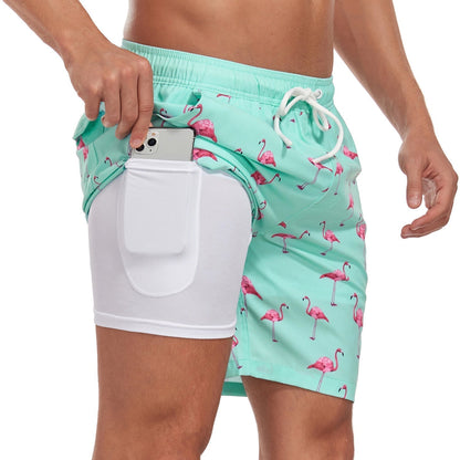 Momount Costume da Bagno Uomo – Stampa Palme Coulisse Fodera in Rete Asciugatura Rapida