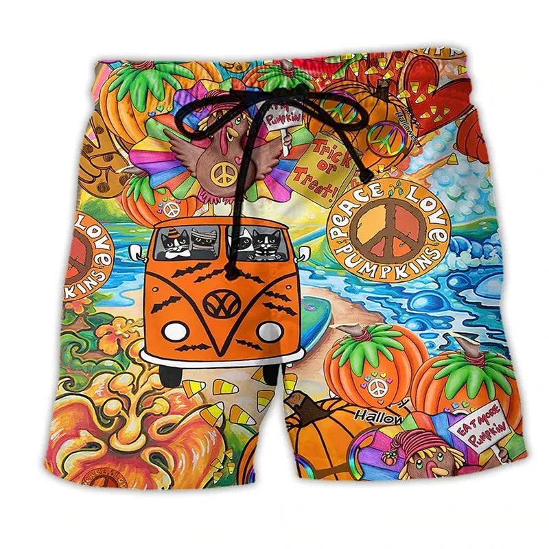 Momount Costume da Bagno Uomo – Stampa Grafica Hippie Van Coulisse Estate