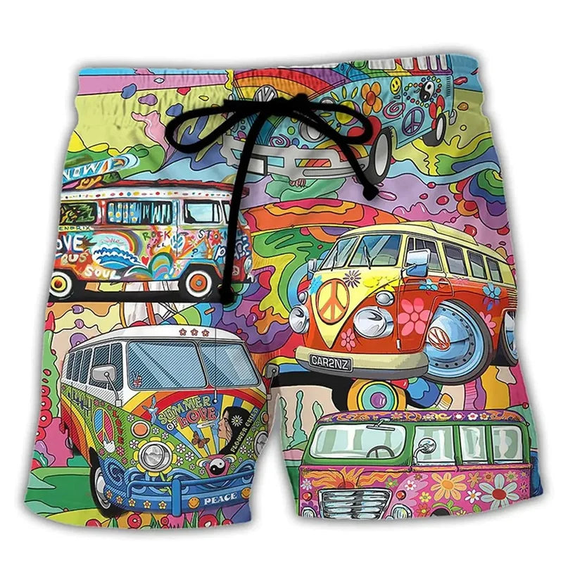 Momount Costume da Bagno Uomo – Stampa Grafica Hippie Van Coulisse Estate