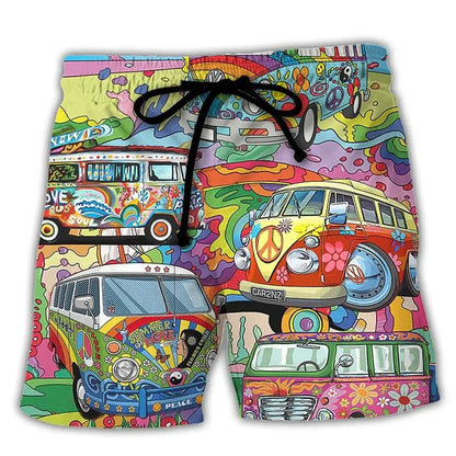 Momount Costume da Bagno Uomo – Stampa Grafica Hippie Van Coulisse Estate