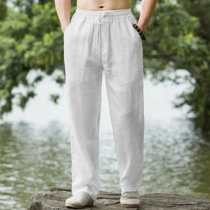 Momount Men Linen Wide Leg Pants
