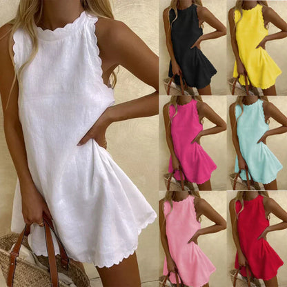 Momount Donna Mini Abito Estivo Senza Maniche – Casual, Femminile, Vintage