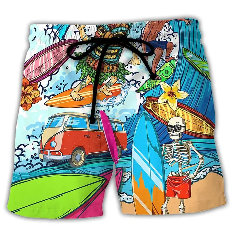 Momount Costume da Bagno Uomo – Stampa Grafica Hippie Van Coulisse Estate