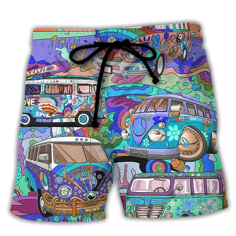 Momount Costume da Bagno Uomo – Stampa Grafica Hippie Van Coulisse Estate