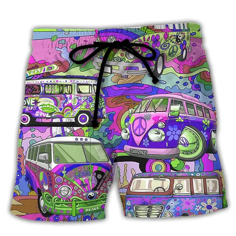 Momount Costume da Bagno Uomo – Stampa Grafica Hippie Van Coulisse Estate