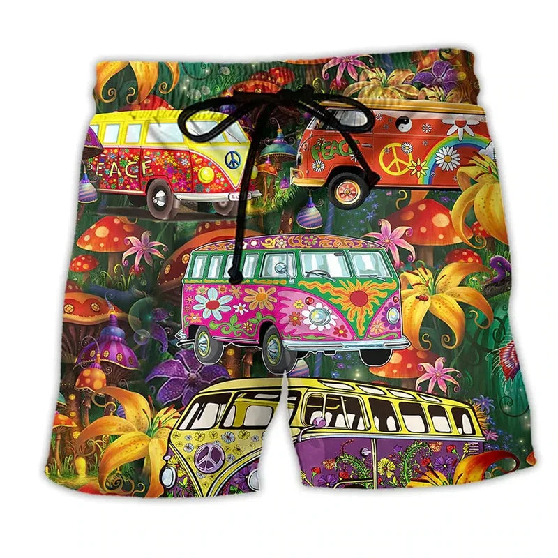 Momount Costume da Bagno Uomo – Stampa Grafica Hippie Van Coulisse Estate
