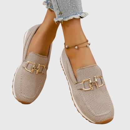 Momount Donna Mocassini in Maglia – Mesh Morsetto Oro Plateau Slip-On Comfort