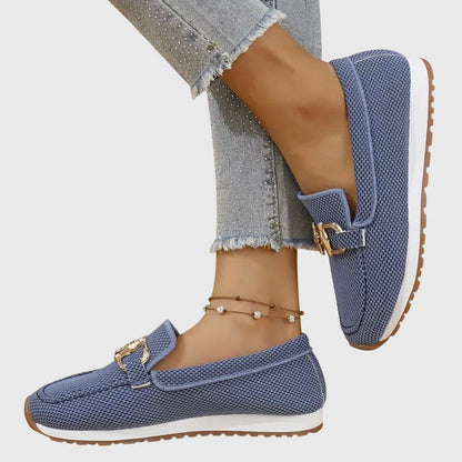 Momount Donna Mocassini in Maglia – Mesh Morsetto Oro Plateau Slip-On Comfort