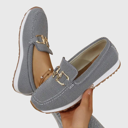 Momount Donna Mocassini in Maglia – Mesh Morsetto Oro Plateau Slip-On Comfort