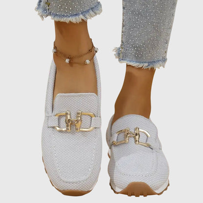 Momount Donna Mocassini in Maglia – Mesh Morsetto Oro Plateau Slip-On Comfort