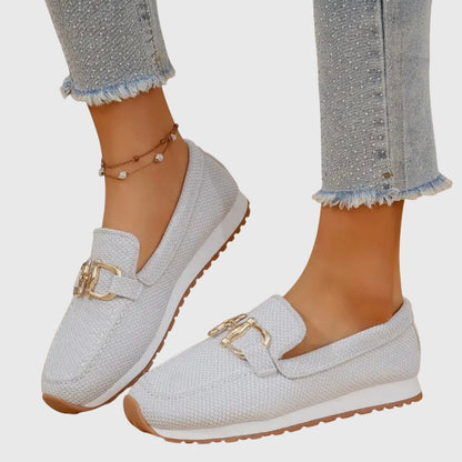 Momount Donna Mocassini in Maglia – Mesh Morsetto Oro Plateau Slip-On Comfort