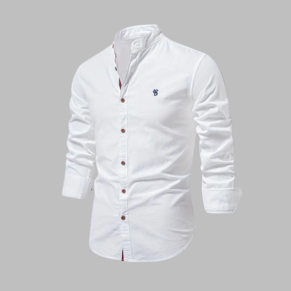 Momount Uomo Camicia – Manica Lunga Collo alla Coreana a Bottoni Stile Militare