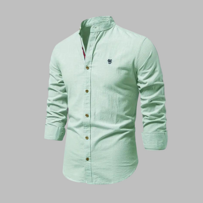 Momount Uomo Camicia – Manica Lunga Collo alla Coreana a Bottoni Stile Militare