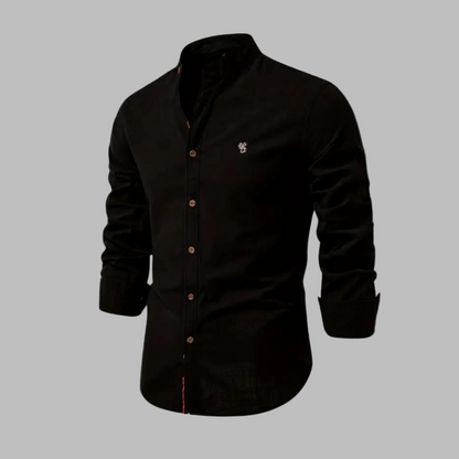 Momount Uomo Camicia – Manica Lunga Collo alla Coreana a Bottoni Stile Militare