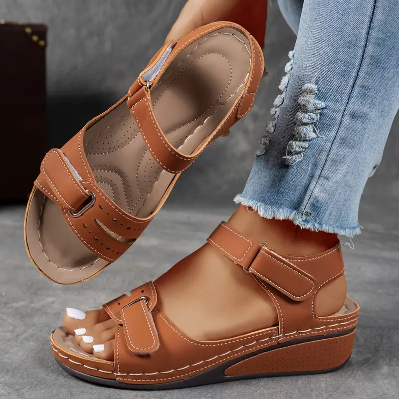 Momount Donna Sandali con Zeppa – Comfort Cinturino Velcro Plateau Casual Estivo Imbottiti