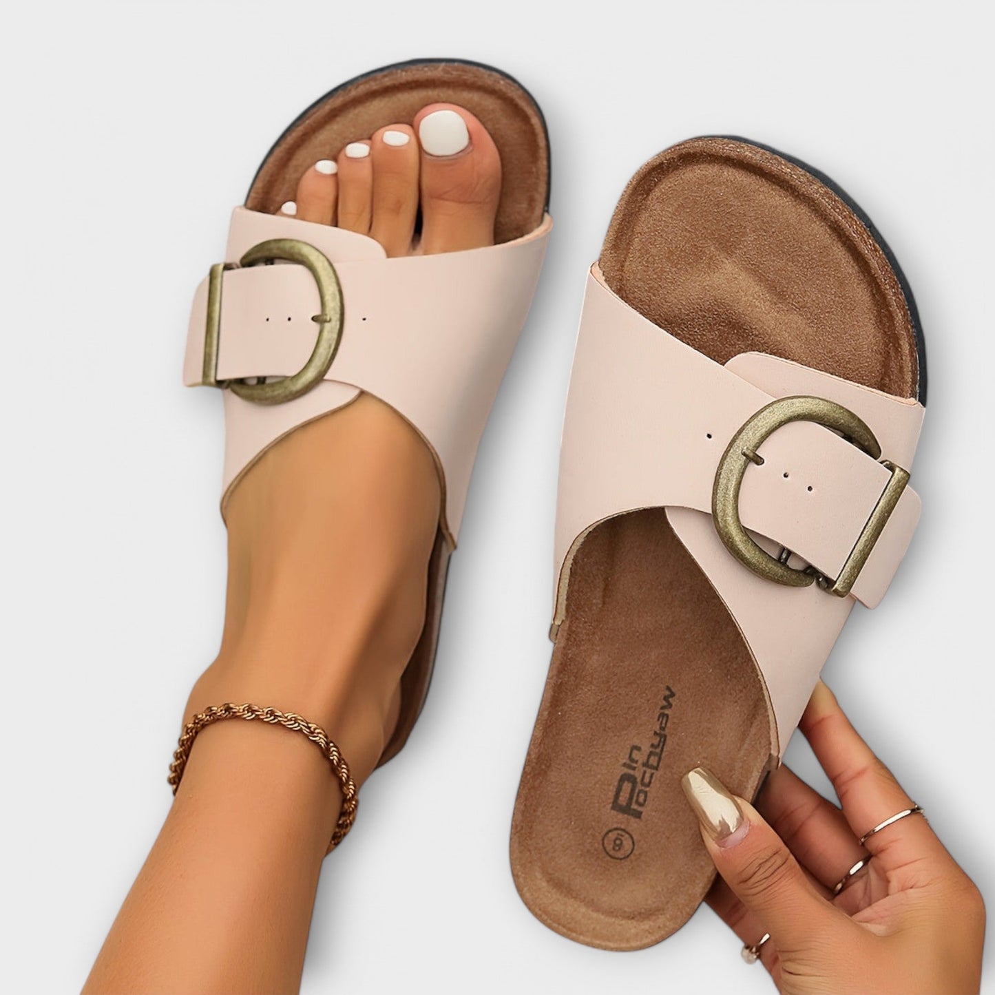 Momount Donna Sandali con Plateau – Suola in Sughero Cinturino con Fibbia Comodi Punta Aperta Casual Estivi