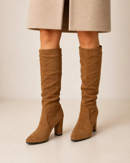 Caroline women's pleated knee-high boots – 03 front webp
