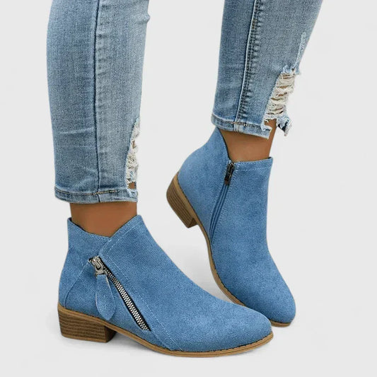 Theodora | Vintage in Denim con Zip Ankle Stivali | Momount