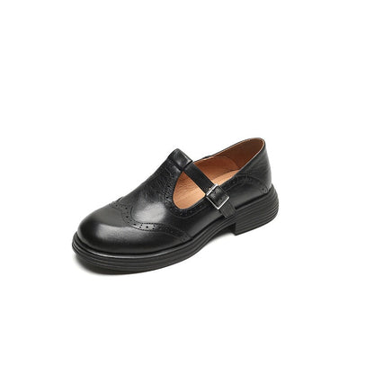 Momount Donna Mary Jane Plateau – Vintage Marrone Stile Oxford