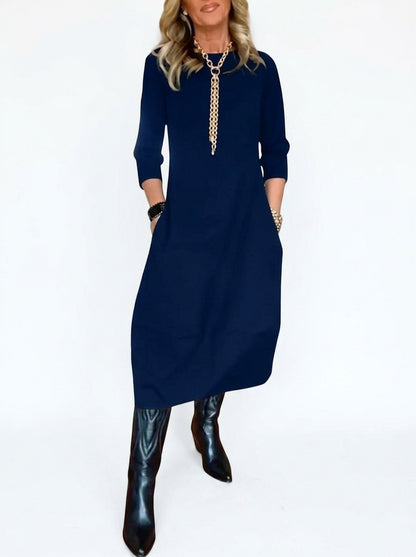 Isabel Minimalist Dress - Navy Blue
