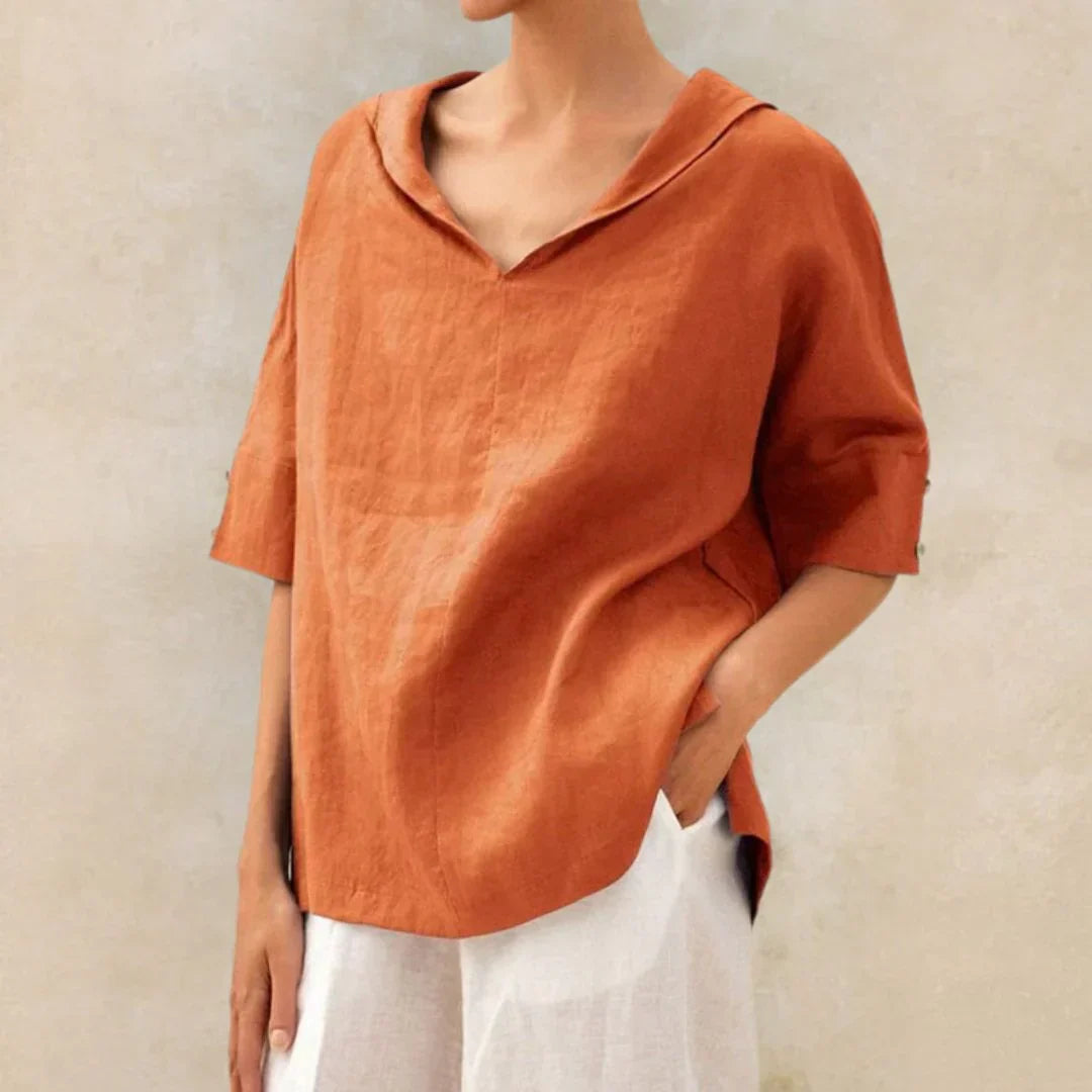 Momount Donna Camicia di Lino – Scollo a V Collo Lapel Oversize Estiva