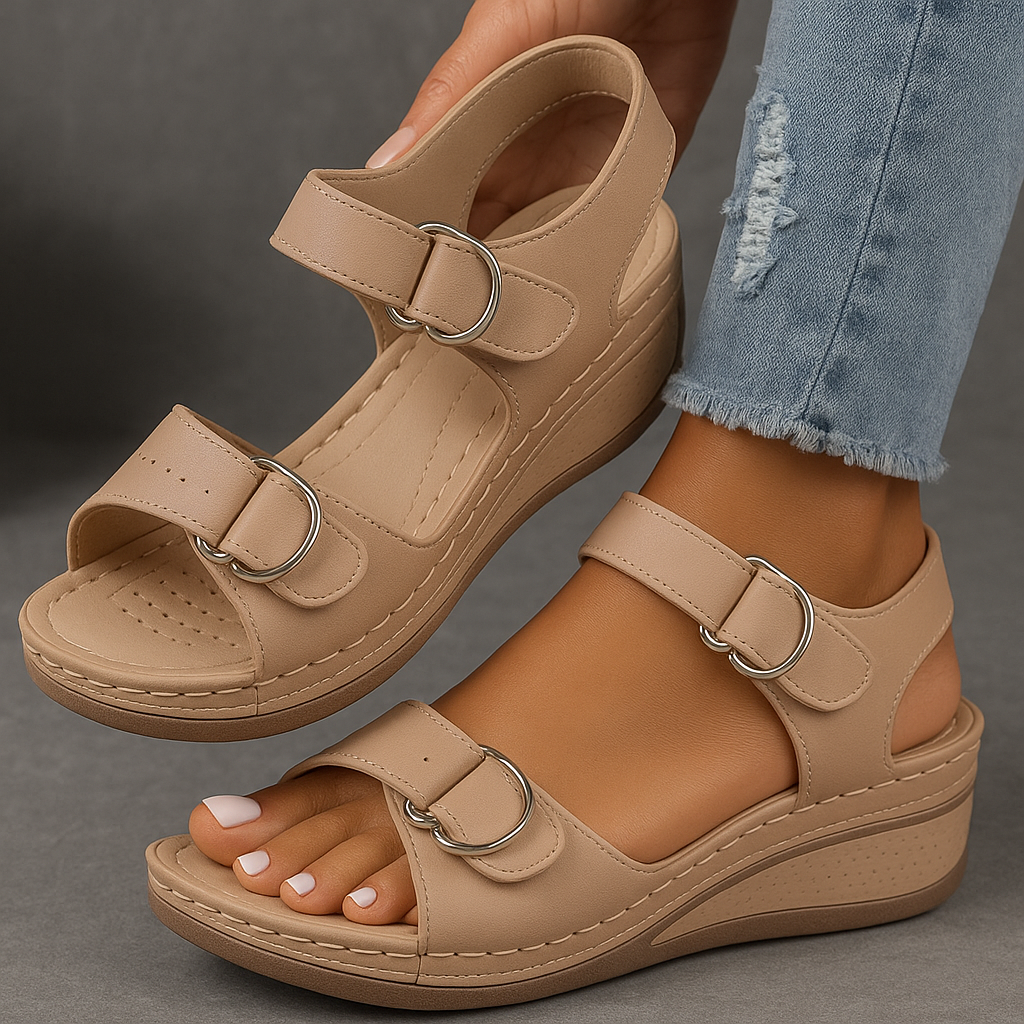 Momount Donna Sandali con Zeppa – Comfort Cinturino Velcro Plateau Casual Estivo Imbottiti