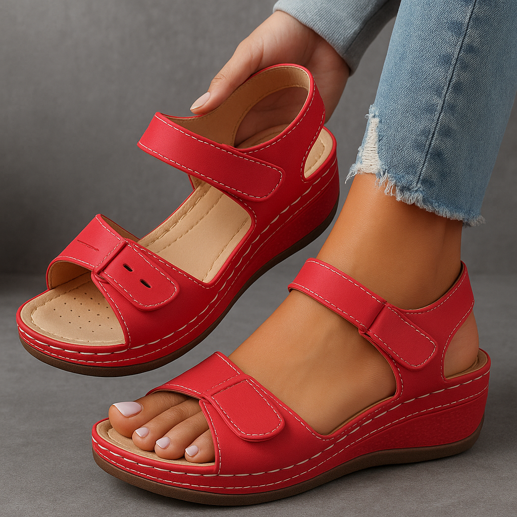 Momount Donna Sandali con Zeppa – Comfort Cinturino Velcro Plateau Casual Estivo Imbottiti